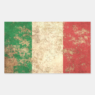 Rough Aged Vintage Italian Flag Rectangular Sticker