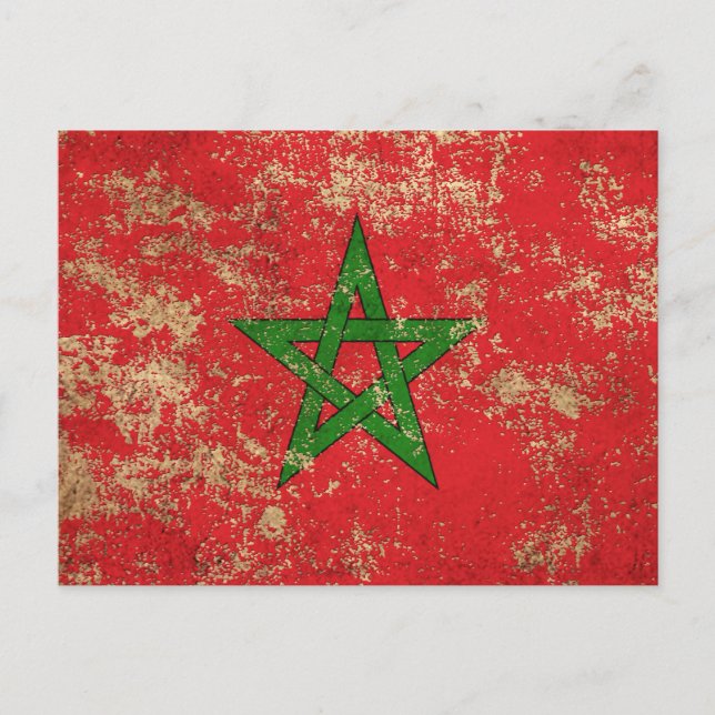 Rough Aged Vintage Moroccan Flag Postcard (Front)