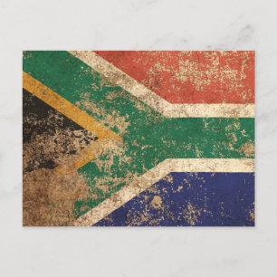 Rough Aged Vintage South African Flag Postcard