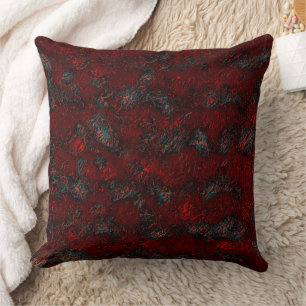Rough and bumpy red with prominent wrinkles green  cushion