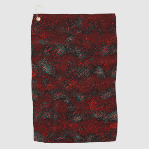 Rough and bumpy red with prominent wrinkles green  golf towel