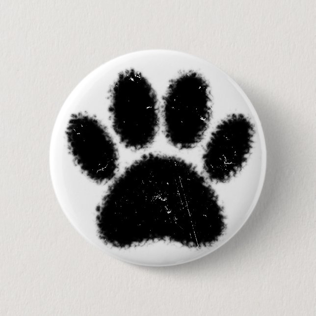 Rough And Distressed Dog Paw Print 6 Cm Round Badge (Front)