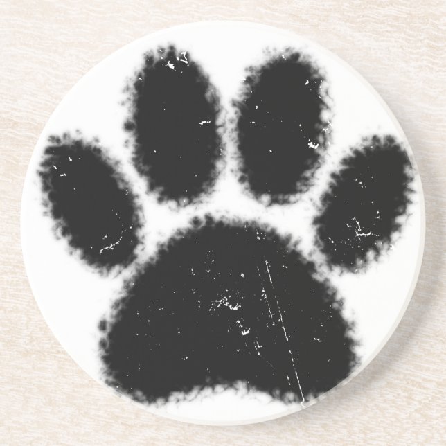 Rough And Distressed Dog Paw Print Coaster (Front)