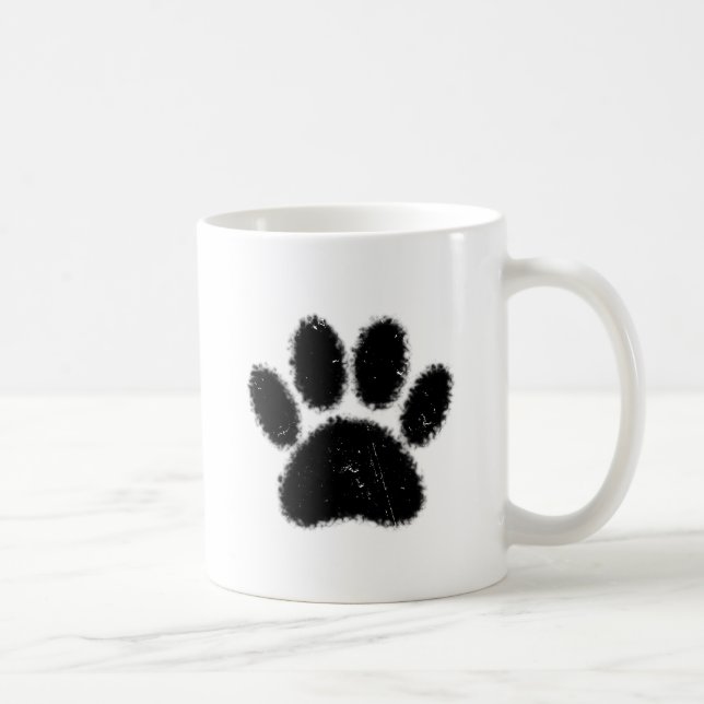 Rough And Distressed Dog Paw Print Coffee Mug (Right)