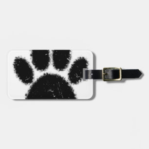 Rough And Distressed Dog Paw Print Luggage Tag