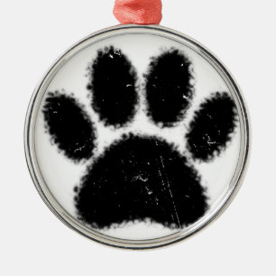 Rough And Distressed Dog Paw Print Metal Tree Decoration