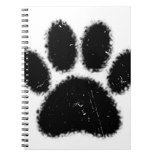 Rough And Distressed Dog Paw Print Notebook (Front)