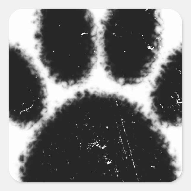 Rough And Distressed Dog Paw Print Square Sticker (Front)