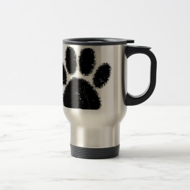 Rough And Distressed Dog Paw Print Travel Mug (Right)