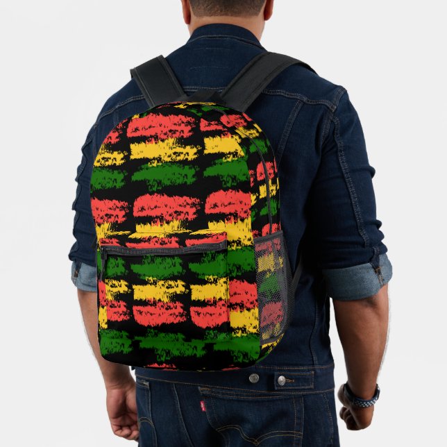 Rough And Rugged Rasta Stripes #2  Printed Backpack (Insitu (Model))