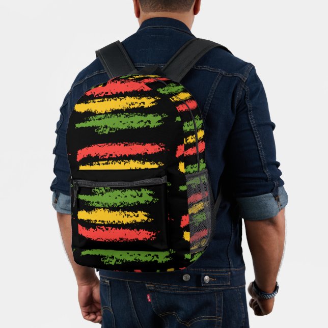 Rough And Rugged Rasta Stripes Design Printed Backpack (Insitu (Model))