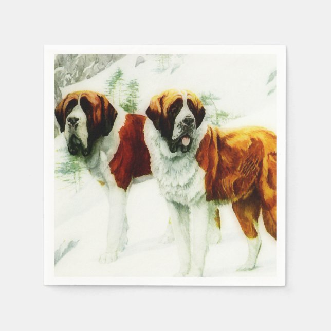 rough and smooth St Bernard - painting  Napkin (Front)
