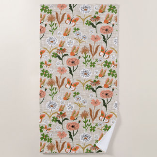 Rough Bamboo Floral Daisy Shamrocks Farmhouse Beach Towel