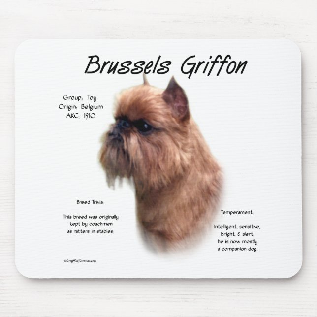 Rough Brussels Griffon History Mouse Mat (Front)