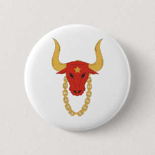 Rough bull   Bull   OX 6 Cm Round Badge