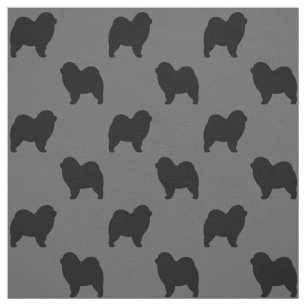 Rough Chow Chow Dog Silhouettes Patterned Fabric