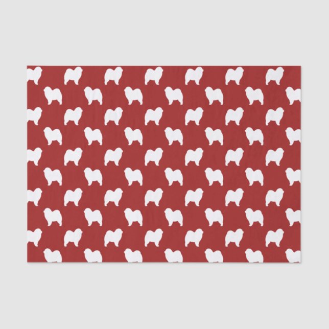 Rough Chow Chow Silhouettes Pattern Red Tissue Paper (Front)