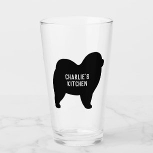 Rough Chow Silhouette Custom Dog Lover's Glass