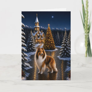 Rough Coated Collie Holiday Card