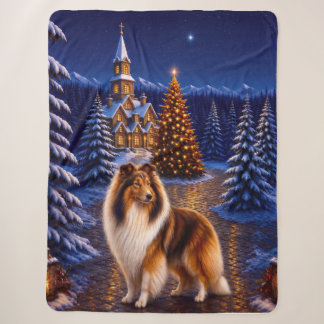 Rough Coated Collie Holiday Sherpa Blanket