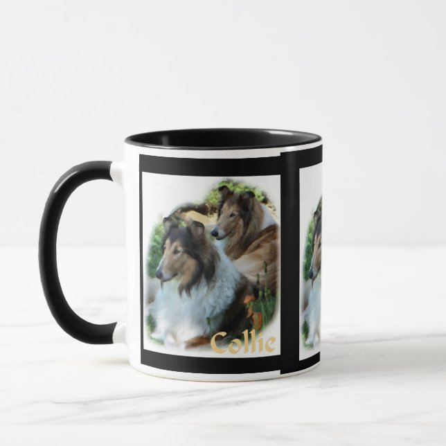 Rough Collie Art Gifts Mugs (Left)
