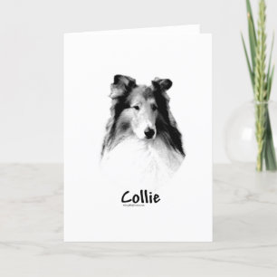 Rough Collie Charcoal Holiday Card