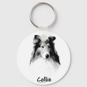 Rough Collie Charcoal Keychain