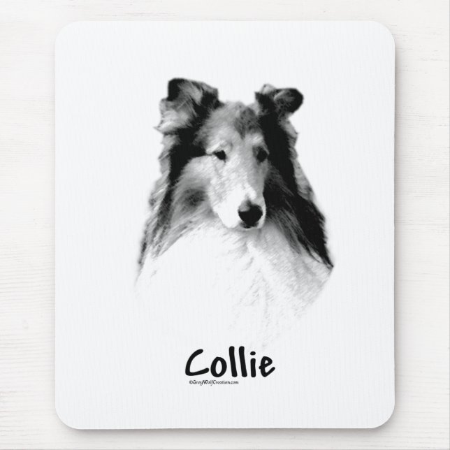 Rough Collie Charcoal Mouse Mat (Front)