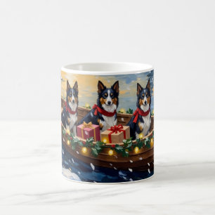 Rough Collie Christmas Boat Holiday Coffee Mug