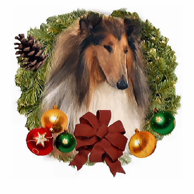 Rough Collie Christmas Gifts Photo Sculpture Decoration (Front)