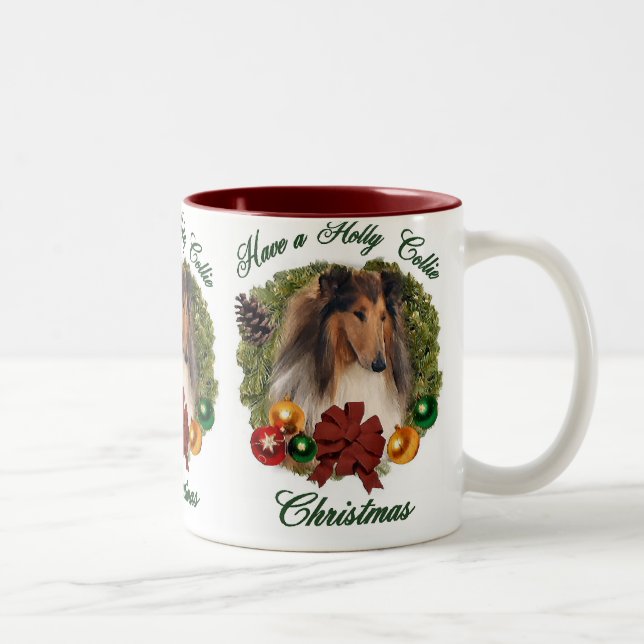 Rough Collie Christmas Gifts Two-Tone Coffee Mug (Right)