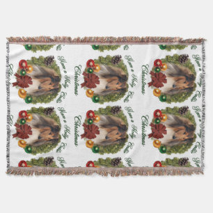 Rough Collie Christmas Throw Blanket