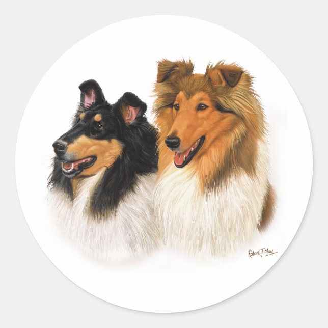 Rough Collie Classic Round Sticker (Front)