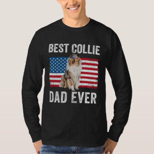 Rough Collie Dad American Flag Collie Dog Owner T-Shirt