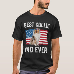 Rough Collie Dad American Flag Collie Dog Owner T-Shirt