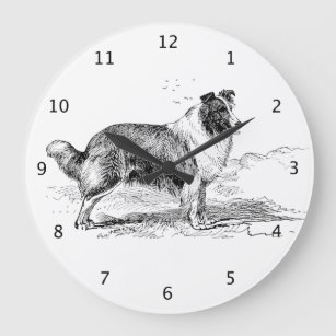 Rough collie dog beautiful illustration clock