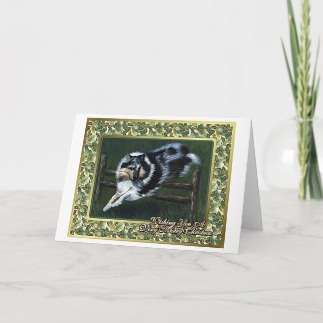 Rough Collie Dog Blank Christmas Card (Front)