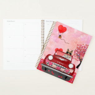Rough Collie Dog Car with Hearts Valentine's  Planner