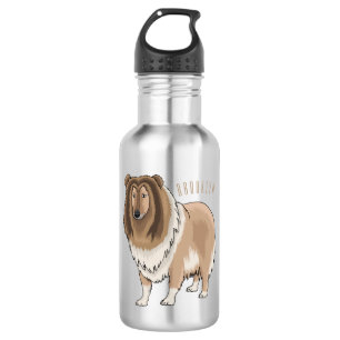 Rough collie dog cartoon illustration 532 ml water bottle