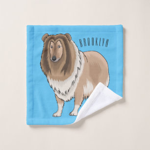 Rough collie dog cartoon illustration bath towel set