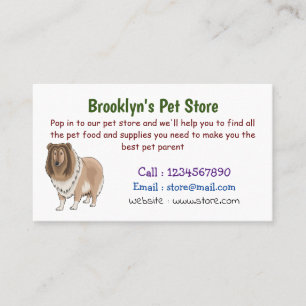 Rough collie dog cartoon illustration business card
