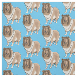 Rough collie dog cartoon illustration fabric