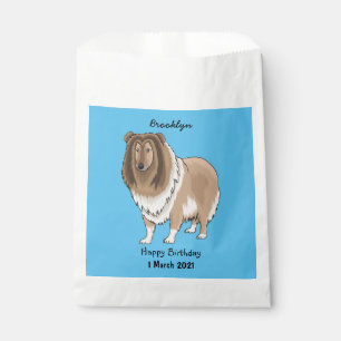 Rough collie dog cartoon illustration favour bags