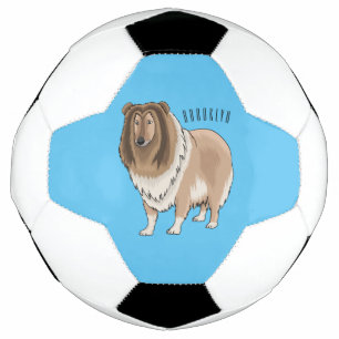 Rough collie dog cartoon illustration football