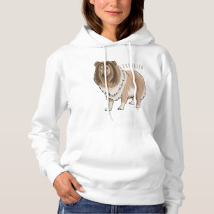 Rough collie dog cartoon illustration hoodie