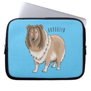 Rough collie dog cartoon illustration  laptop sleeve
