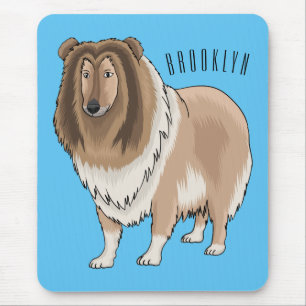 Rough collie dog cartoon illustration mouse mat