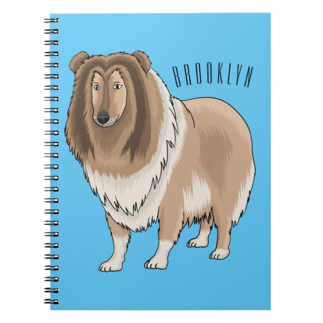 Rough collie dog cartoon illustration  notebook (Front)