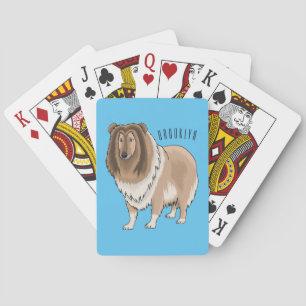Rough collie dog cartoon illustration playing cards