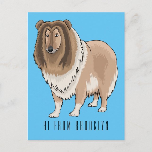 Rough collie dog cartoon illustration postcard (Front)